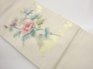 金銀彩紙布螺鈿花葉模様織出し名古屋帯